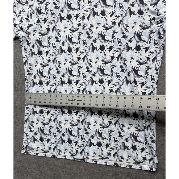 GFORE Polo Shirt Mens XL Blue White Palm Leaf Golf Performance Lightweight Print - Picture 3 of 11